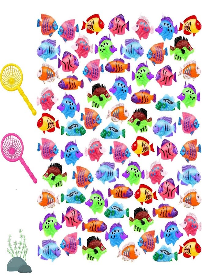 Plexaris Fish Catching Game for Kids, 26 Pcs Fishing Toy Set with 24 Toy Fish and 2 Fishing Nets, 72 Random Styles, Interactive Play for Indoor and Outdoor Fun, Bath Time and Party Activities - Image 1